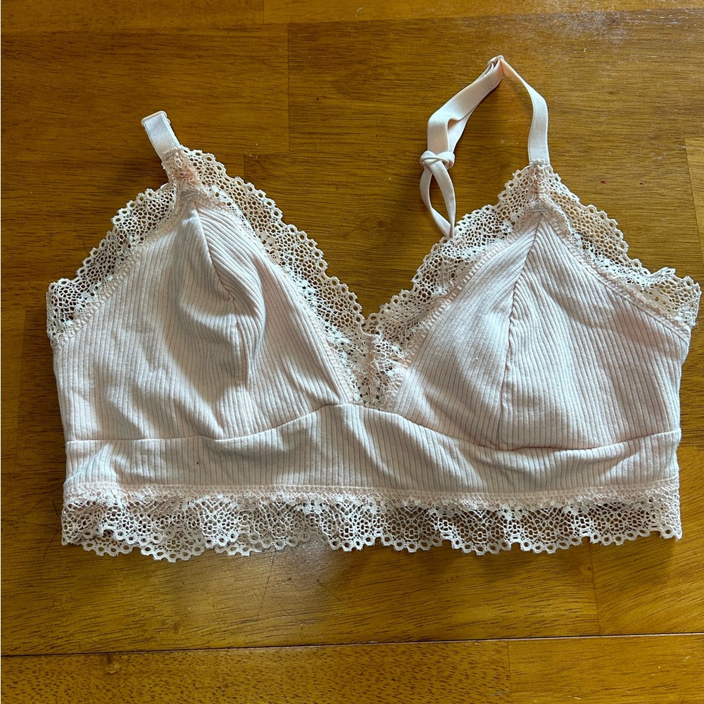 Lace Trimmed Pink Bralette